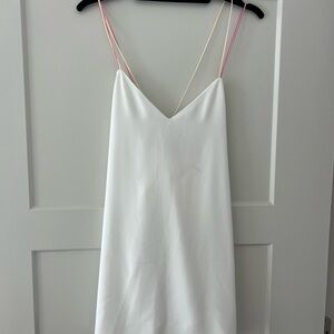 White Dress with Pink Straps